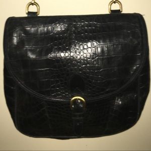 Black Leather Bally Shoulder Bag